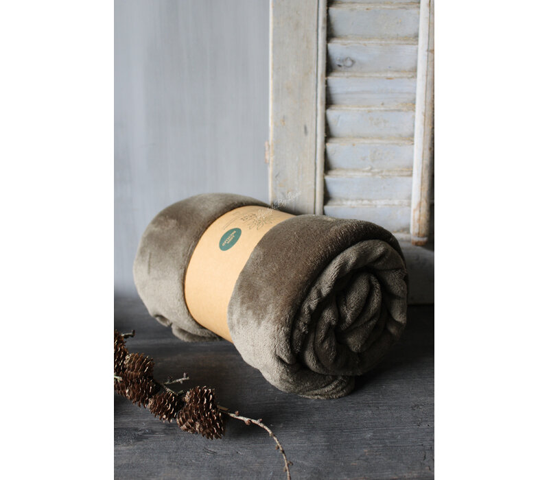 Fleece plaid Sydney Olive green 180x140cm