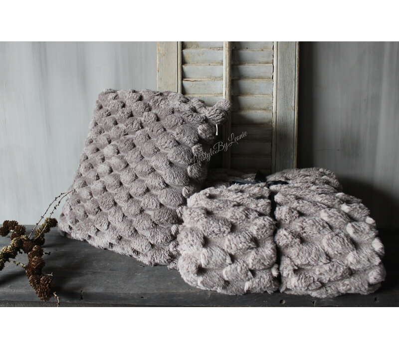Kussen fleece - bont viv Driftwood 45x45cm