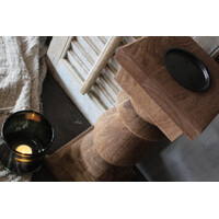 Dikke houten baluster kandelaar Almond 45 x 20 cm