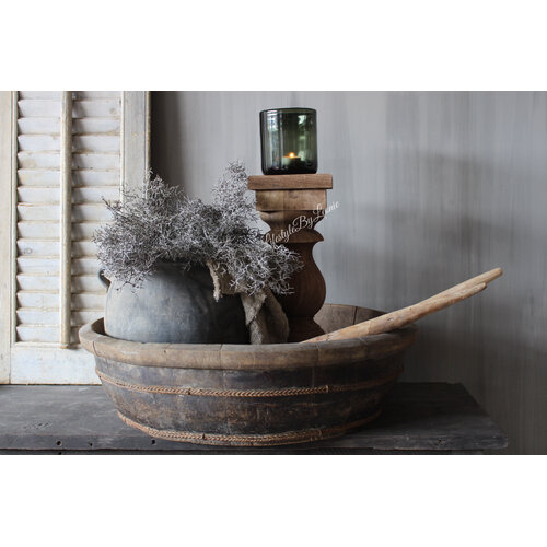 Dikke houten baluster kandelaar Almond 45 x 20 cm 