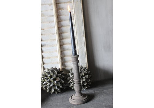Houten dinerkaars kandelaar Old brown 25cm