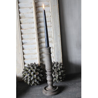 Houten dinerkaars kandelaar Old brown 30cm