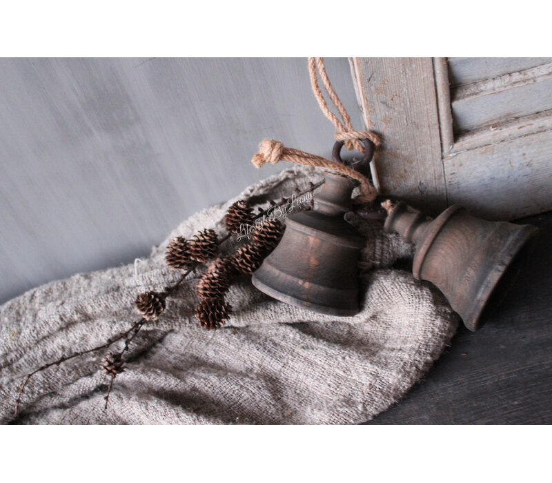 LUKSA houten kerstklokje Antique Grey 13 cm