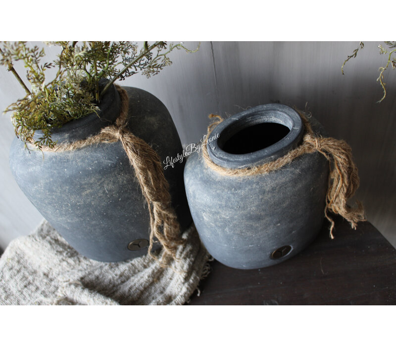Brynxz ovale pot rope Ancient clay 19x12x25cm