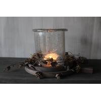 Ronde houten schaal met handvat Black wash S