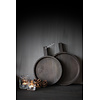 Ronde houten schaal met handvat Black wash S
