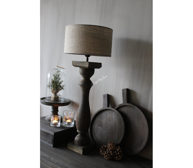 Ronde houten schaal met handvat Black wash M