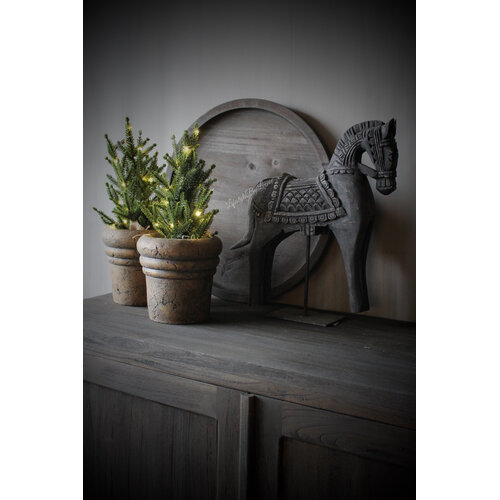 Ronde houten schaal Black wash 50 cm 