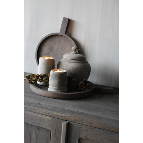 Stenen kandelaar Organic grey 10 cm 