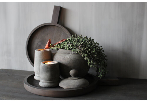 Stenen kandelaar Organic grey 15 cm