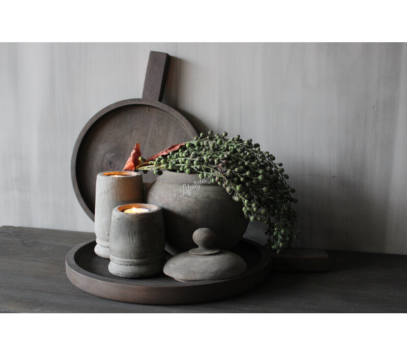 Stenen kandelaar Organic grey 15 cm