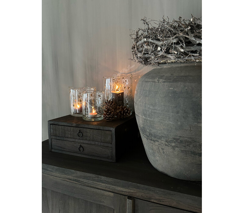 Houten lade bak voor koffie apparaat Black wash- 2 lades