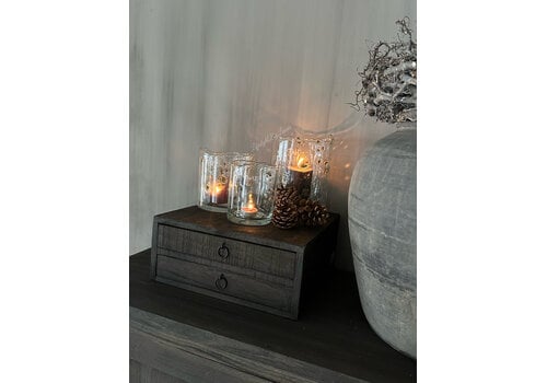 Houten lade bak voor koffie apparaat Black wash- 2 lades