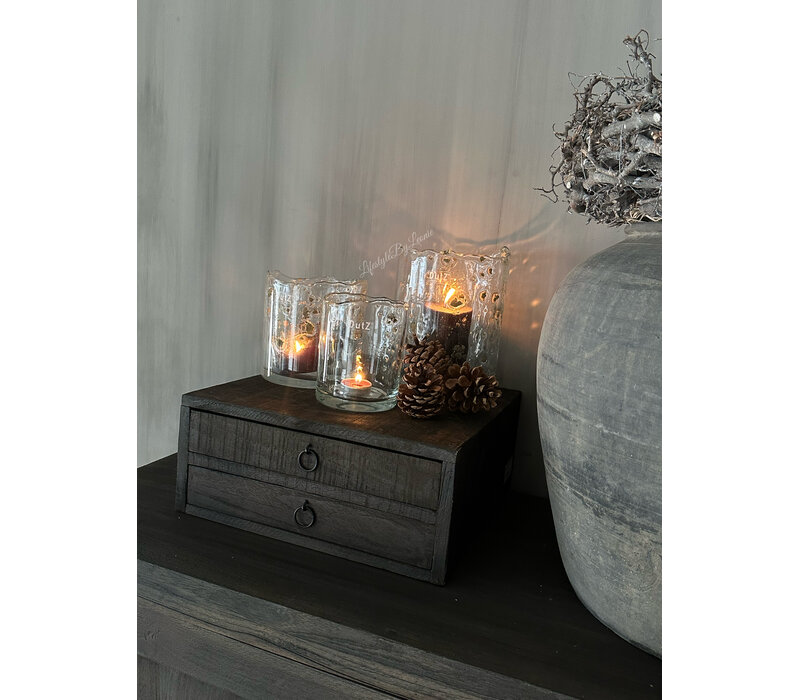 Houten lade bak voor koffie apparaat Black wash- 2 lades
