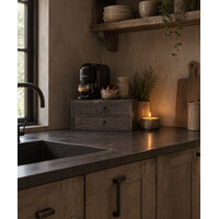Houten lade bak voor koffie apparaat Black wash- 2 lades