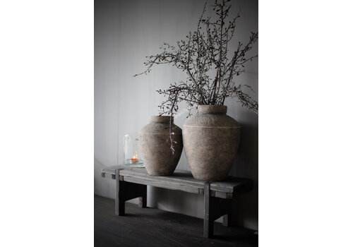 Houten venterbank krukje Old grey wash 58cm