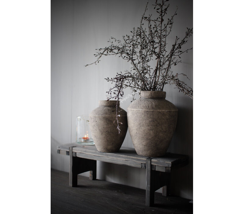 Houten venterbank krukje Old grey wash 58cm