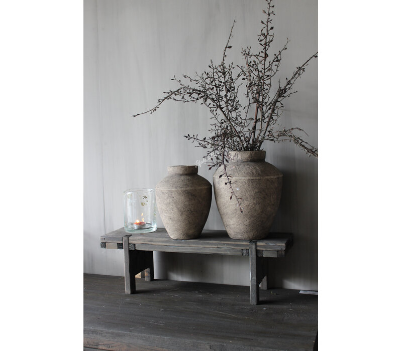 Houten venterbank krukje Old grey wash 58cm