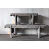 Houten venterbank krukje Old grey wash 58cm