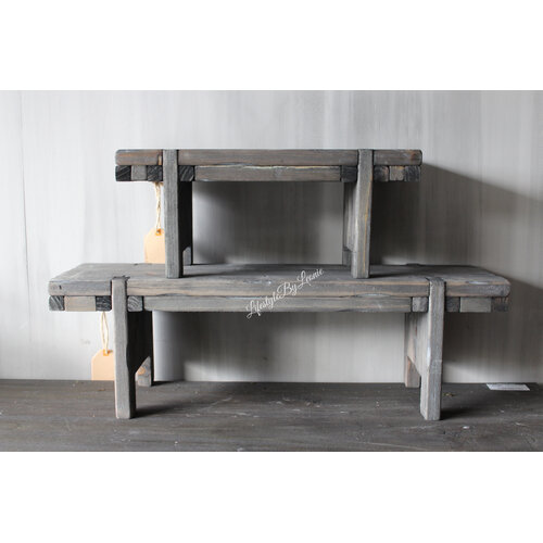 Houten venterbank krukje Old grey wash 38cm 