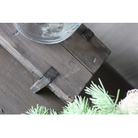 Houten venterbank krukje Old grey wash 38cm