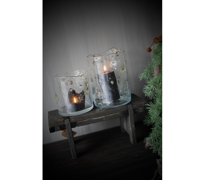 Houten venterbank krukje Old grey wash 38cm