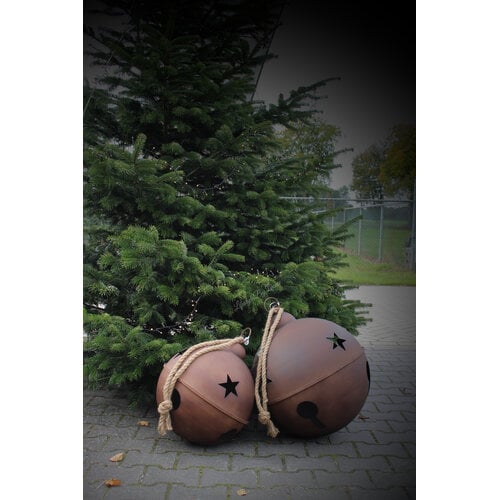 Roestige kerstbel 56 cm 