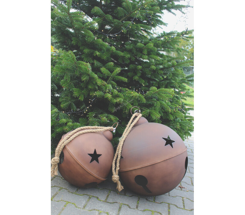 Roestige kerst-bel 47cm