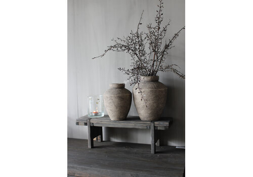 Sobere stenen kruik taupe / black 26 x 22 cm