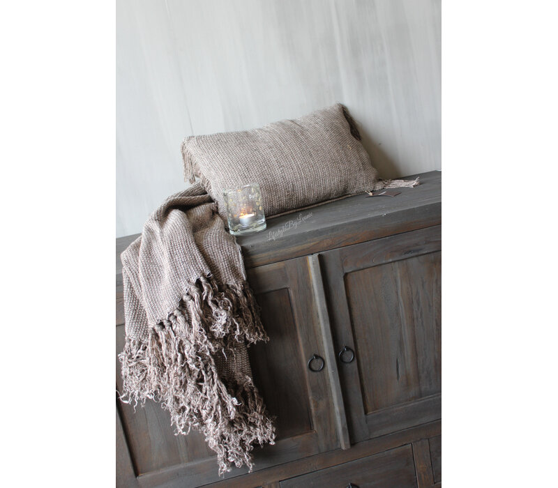 Aura Peeperkorn linnen plaid Marrone Chocolat brown 130x170cm