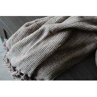 Aura Peeperkorn linnen plaid Marrone Chocolat brown 130x170cm