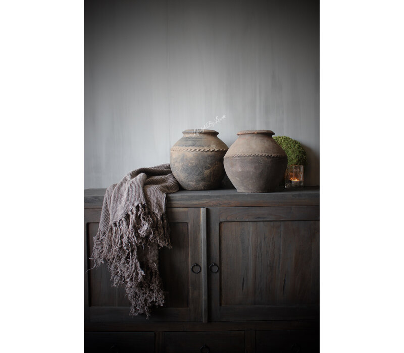 Aura Peeperkorn linnen plaid Marrone Chocolat brown 130x170cm