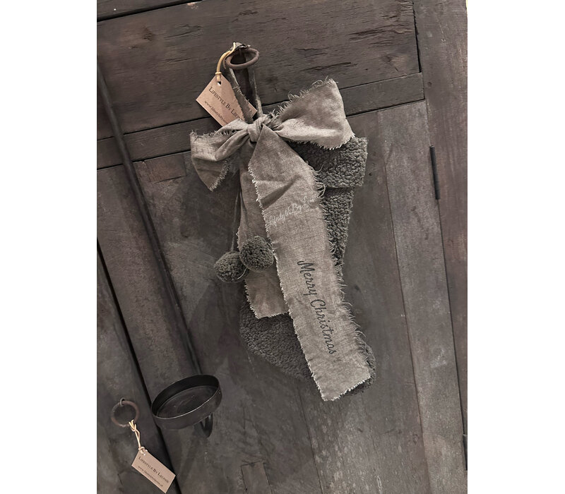 Sobere teddy kerst sok Kalk brown 40cm