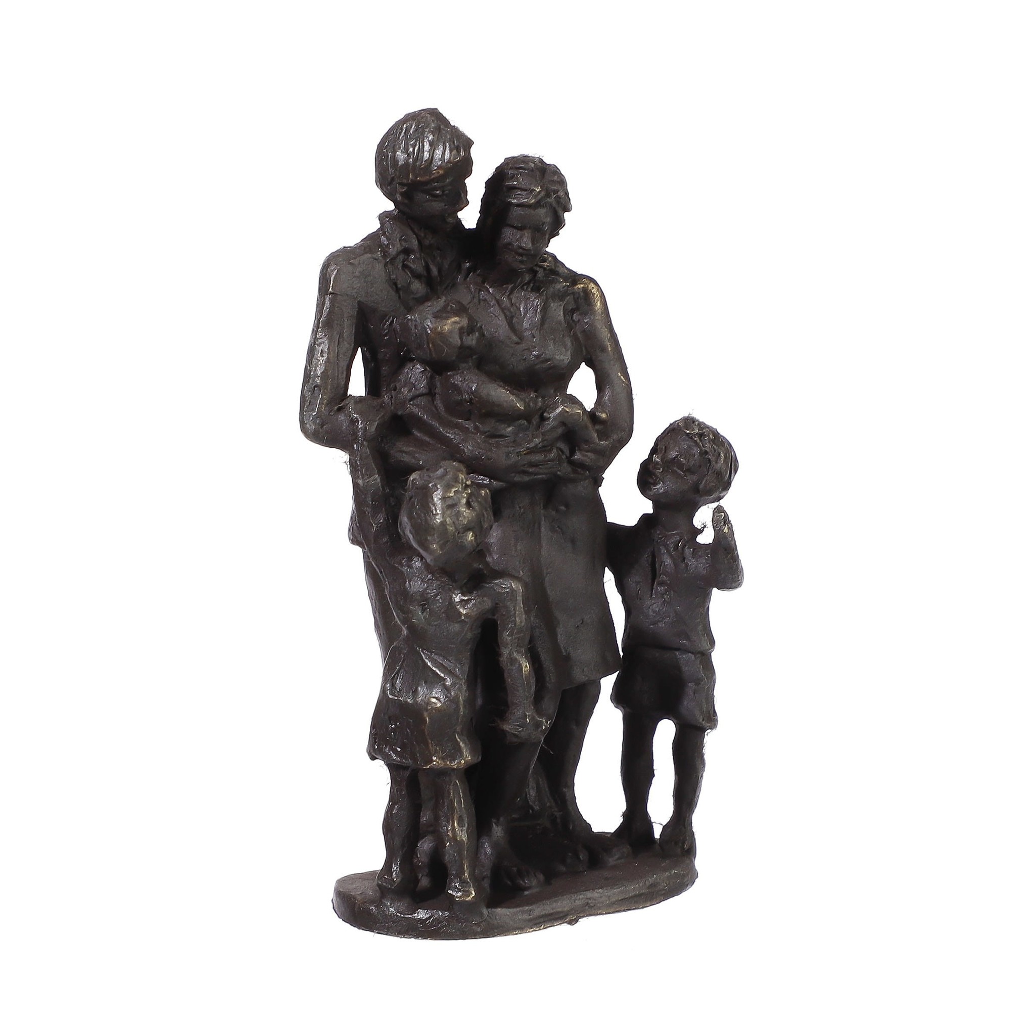 Maria viool Oorlogszuchtig Bronzen beeld Gezin met zoon en dochter. Gezinsbeeldje. - Kunstpakket