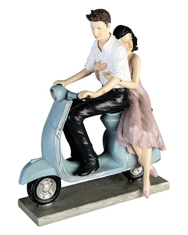 Beeld stel op scooter