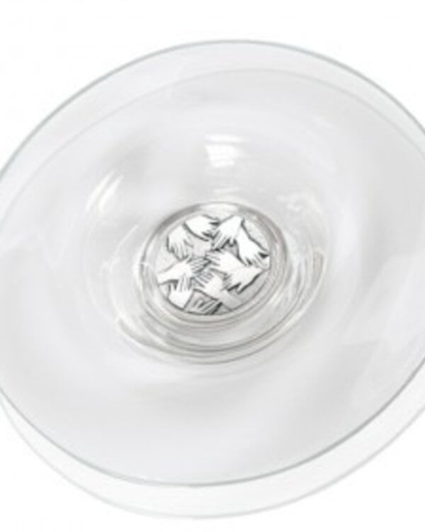 Corry Ammerlaan Schaal de Helpende Hand van glas en zilver(speciaal zorggeschenk)