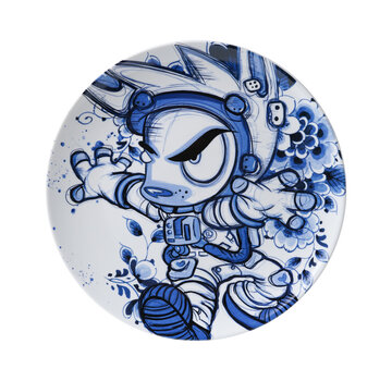 Loes van Delft Wandbord Loes van Delft - Astro Pjipje - Delfts Blauw