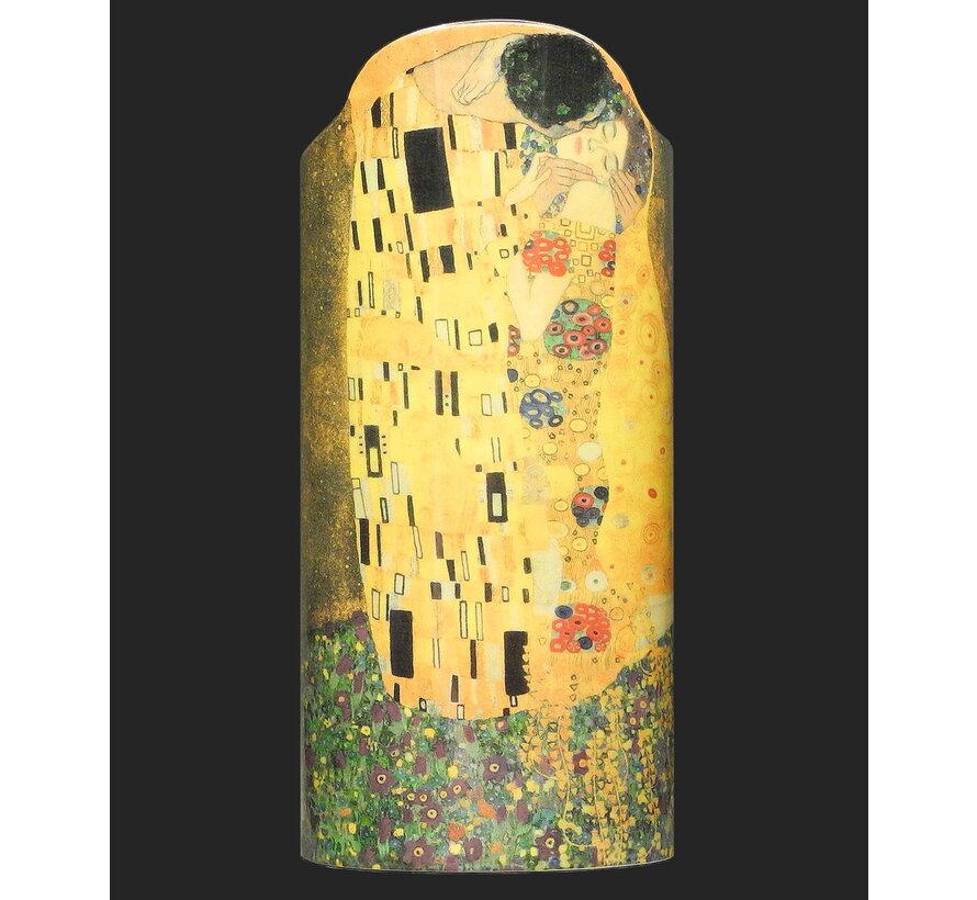 Klimt de kus op een porseleinen vaas