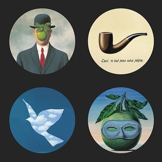 Onderzetters 4 stuks met houder naar Magritte
