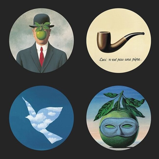 Magritte onderzetters 4 stuks met houder