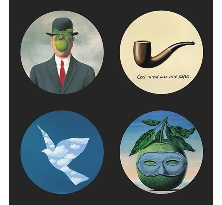Magritte onderzetters 4 stuks met houder