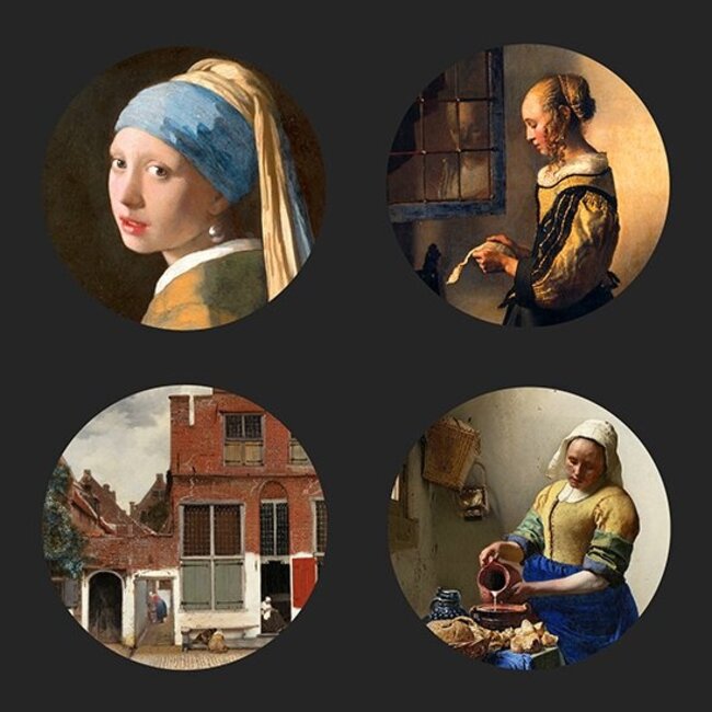 Johannes Vermeer Onderzetters 4 stuks incl. houder van Vermeer