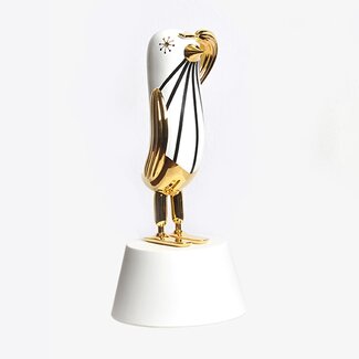 Keramiek Hopebird glossy gold - white