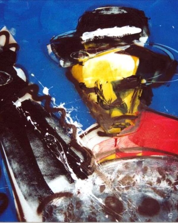 Herman Brood Gesigneerde giclée ‘Cowboy’ op linnen - Herman Brood (36×46 cm incl. baklijst)