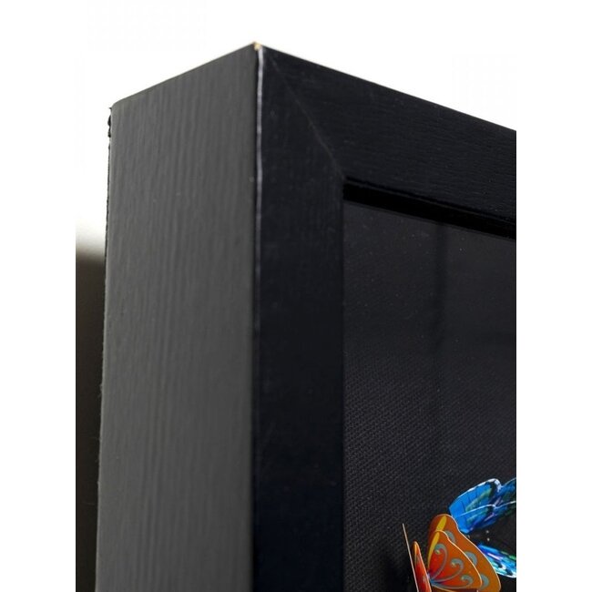 Handgemaakt kunstwerk met vlinders van 120 x 120 cm