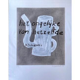 Klaas Gubbels Zeefdruk het ongelijke van hetzelfde van Klaas Gubbels (nieuw ingelijst)