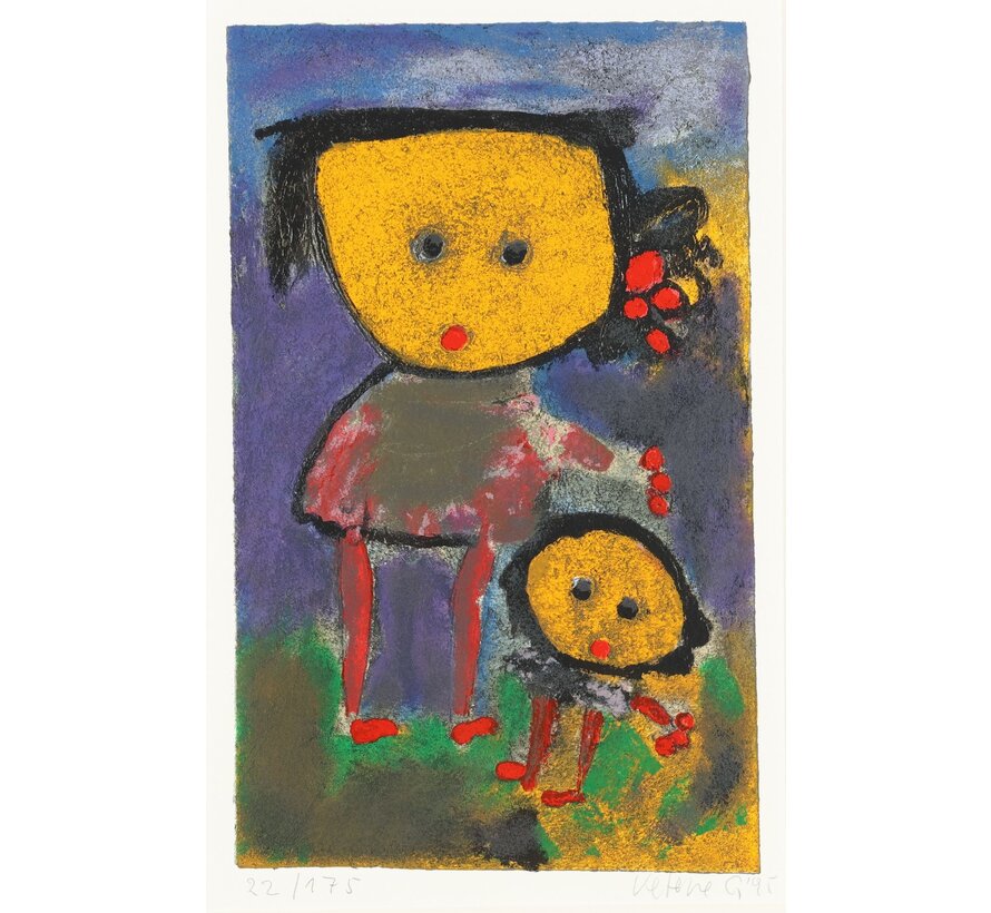 Mother and child zeefdruk gesigneerd - Giovanni Vetere