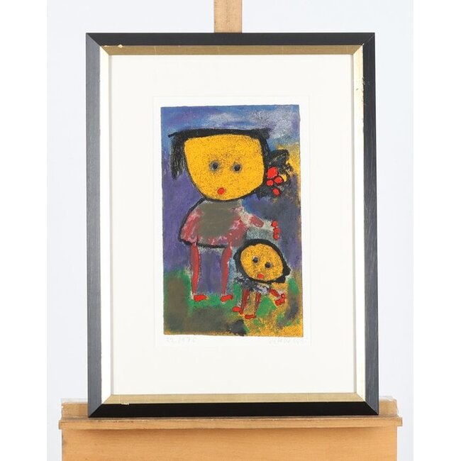 Mother and child zeefdruk gesigneerd - Giovanni Vetere