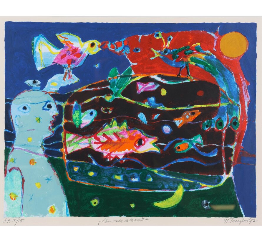 Hans Truijen - L Ammoree de la Nuit zeefdruk ingelijst