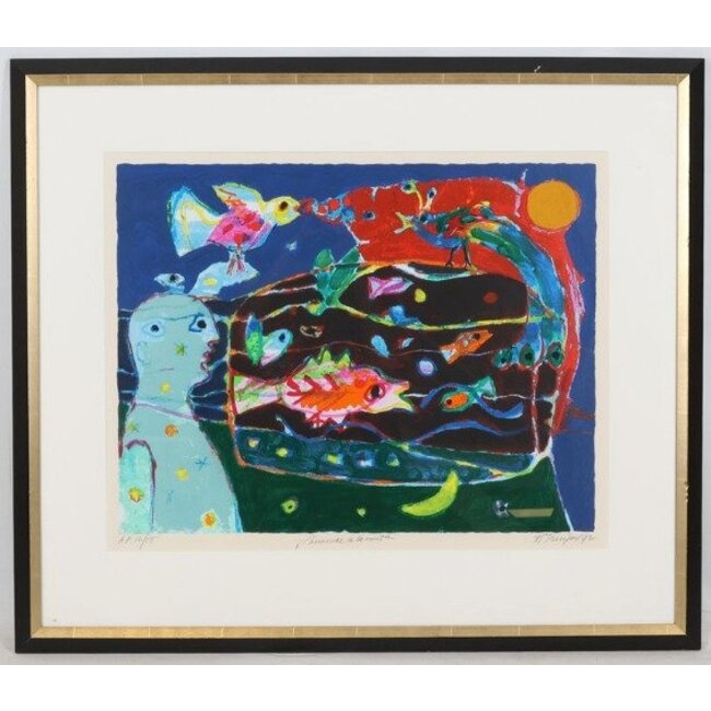 Hans Truijen - L Ammoree de la Nuit zeefdruk ingelijst